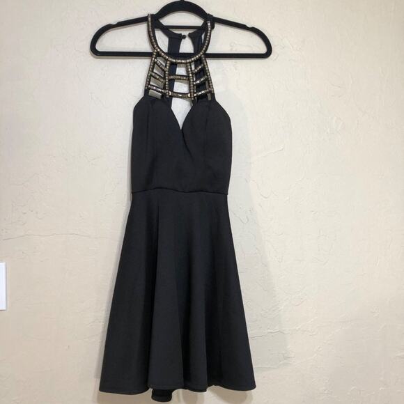 Windsor Dresses & Skirts - Windsor Womens Dress 3 Black Halter Neck Skater Fit Flare Cut Out